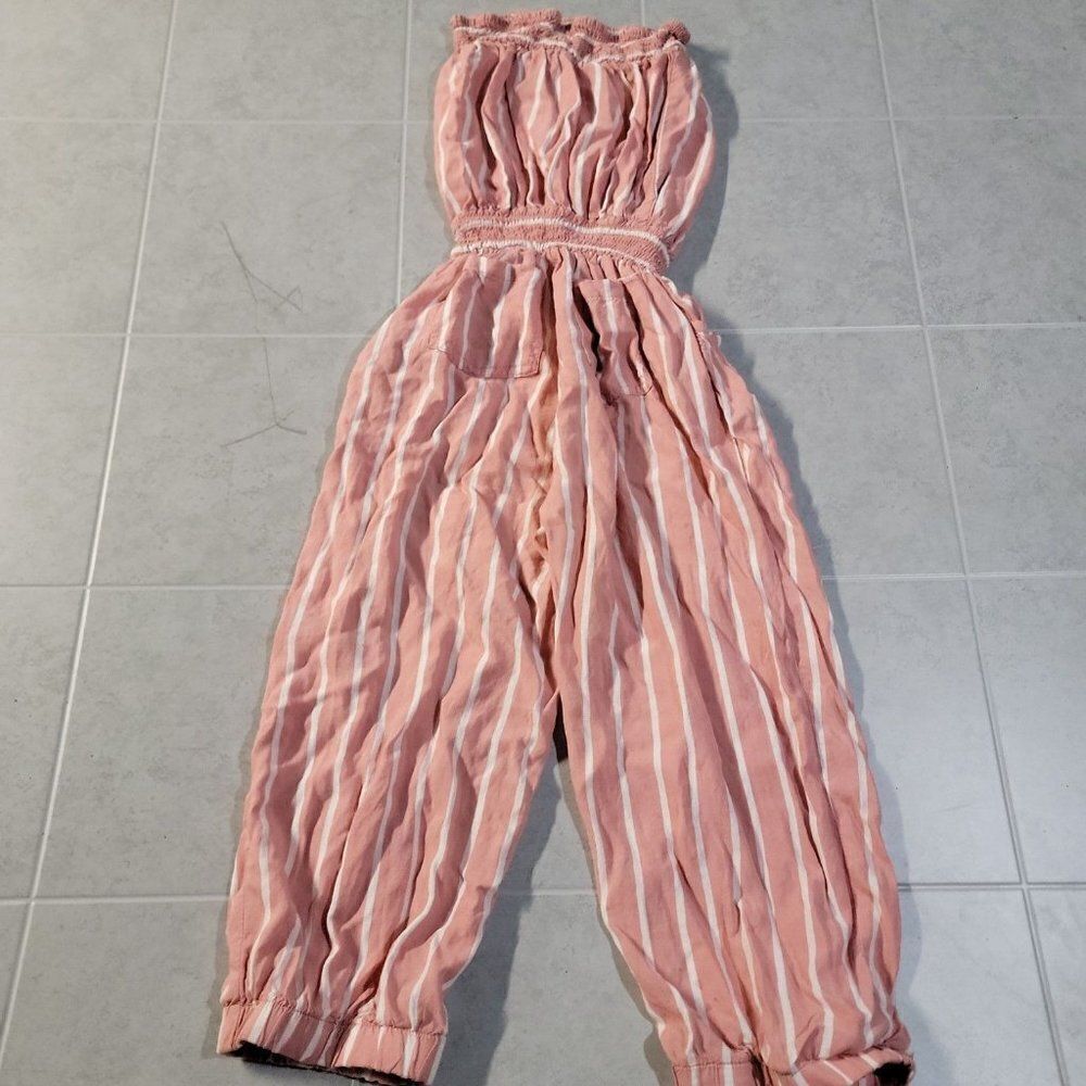 Love By Chesley Womens Solmon White Striped Pull On Tube Romper One Piece Size S